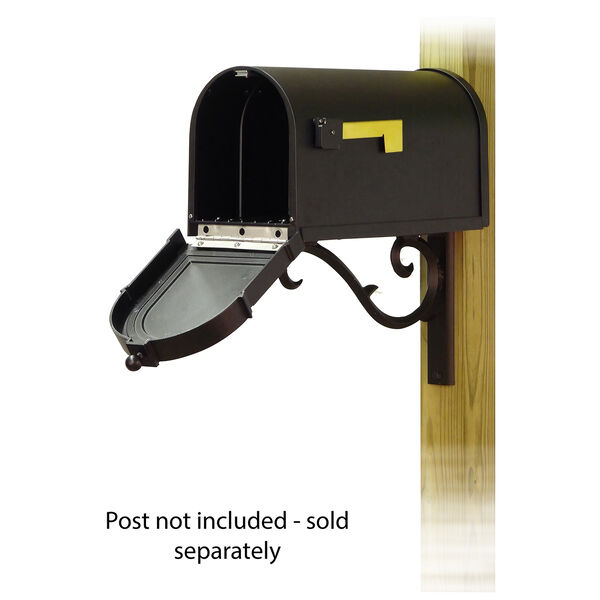 Curbside Black Mailbox with Front Address and Sorrento Front Single Mounting Bracket, image 2