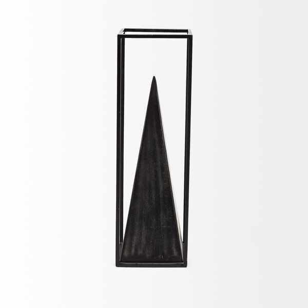 Memphis I Black Large Metal Pyramid In A Square Frame Decorative Object, image 2