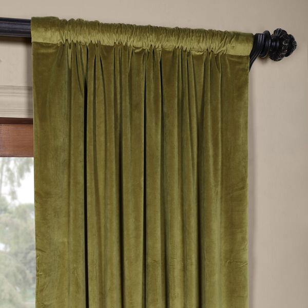 Green 120 x 50 In. Plush Velvet Curtain Single Panel, image 3