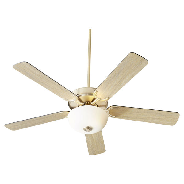 Virtue Aged Brass Two-Light 52-Inch Ceiling Fan with Satin Opal Glass Bowl, image 3