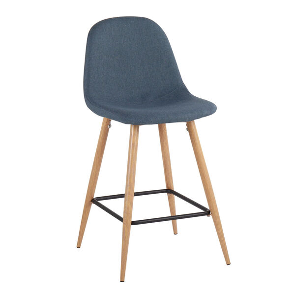 Pebble Natural and Blue Counter Stool, Set of 2, image 1