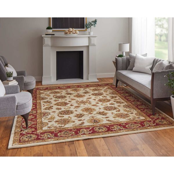Wagner Tan Gold Red Rectangular 5 Ft. x 8 Ft. Area Rug, image 3