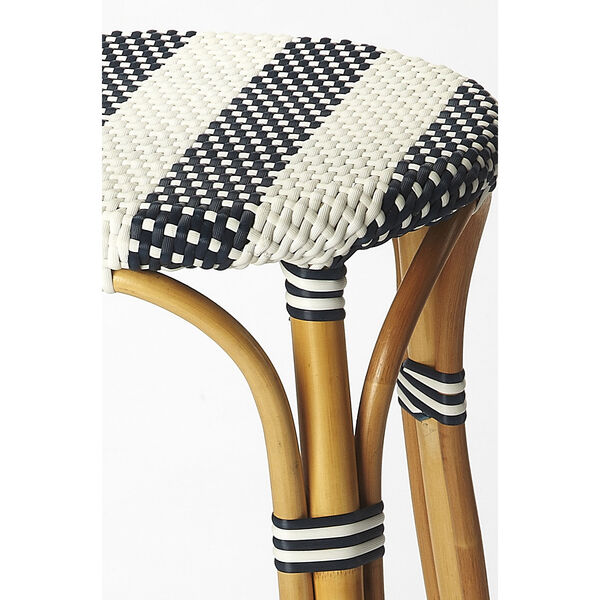 Butler Tobias Blue and White Rattan Counter Stool, image 4