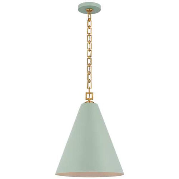 Theo Pale Blue and Gold 17-Inch One-Light Pendant by Julie Neill, image 1
