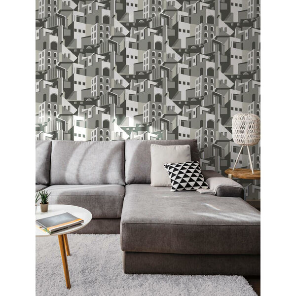 Risky Business III Gray Arch Architectural Peel and Stick Wallpaper, image 3