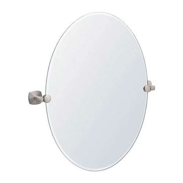 Jewel Satin Nickel Tilting Oval Mirror, image 1