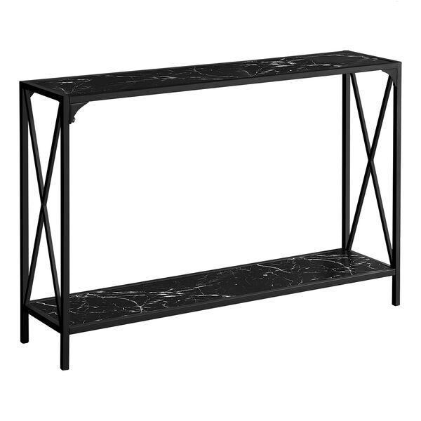 Black Rectangle Two-Tier Hall Console Table, image 1