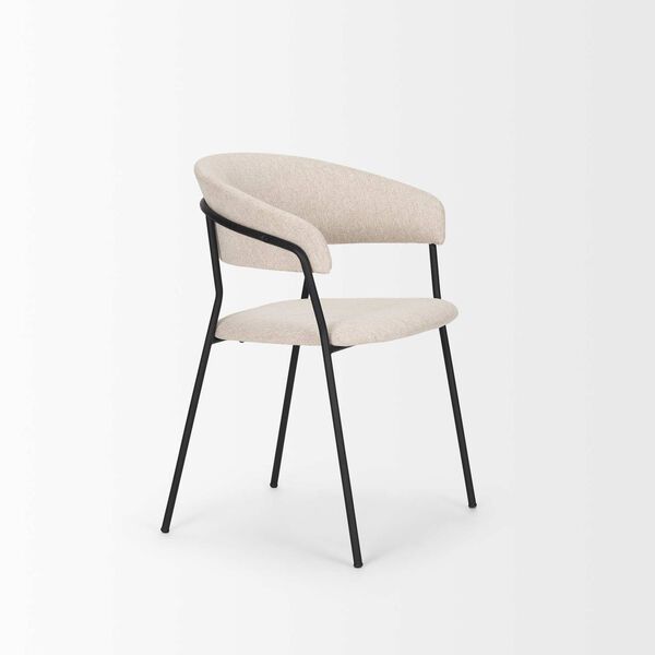 Carolyn Oatmeal Fabric and Matte Black Metal Dining Chair, image 6