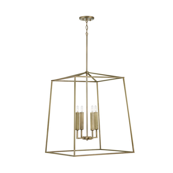 Thea Aged Brass 78-Inch Four-Light Foyer Pendant, image 4