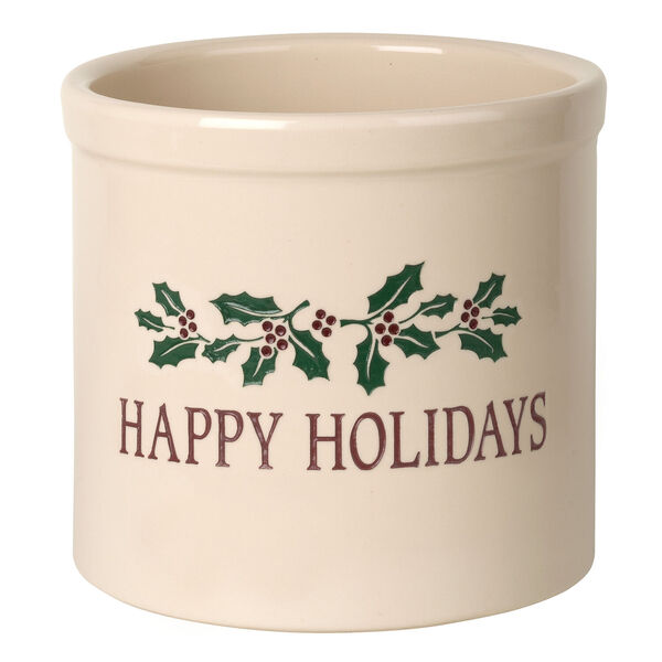 Happy Holidays Holly Stoneware Crock, image 1