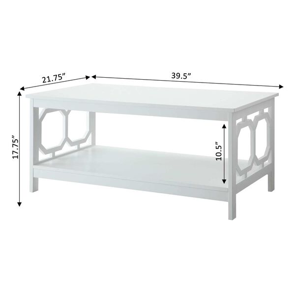 Selby White Coffee Table with Bottom Shelf, image 5