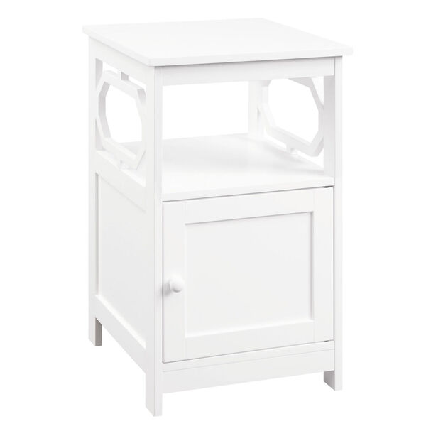 Omega White End Table with Cabinet, image 1
