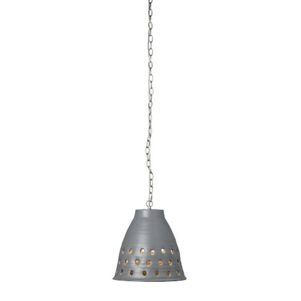 Grey One-Light Perforated Pendant, image 4