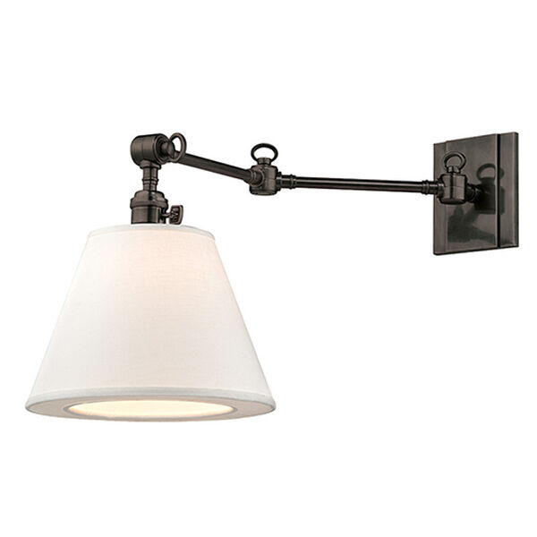 Hillsdale Old Bronze One-Light 13-Inch High Swivel Wall Sconce with White Shade, image 1