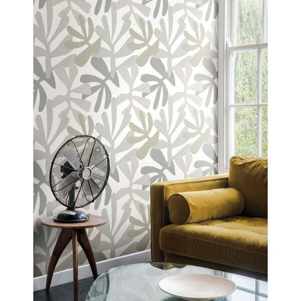 Risky Business III Gray Beige Kinetic Tropical Peel and Stick Wallpaper, image 4