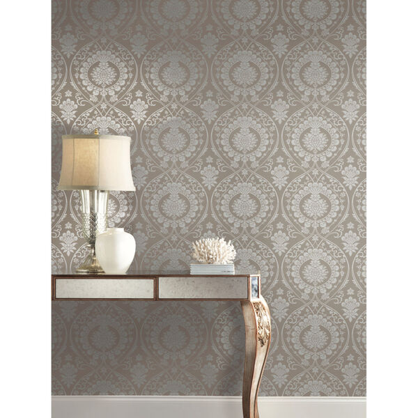 Damask Resource Library Beige and Silver 27 In. x 27 Ft. Imperial Wallpaper, image 2