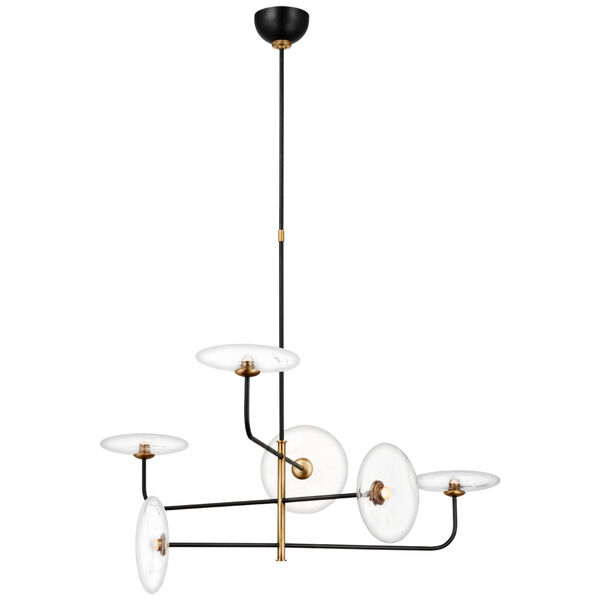 Calvino Large Arched Chandelier in Aged Iron and Hand-Rubbed Antique Brass with Clear Glass by Ian K. Fowler, image 1