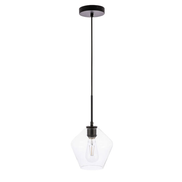Gene Black Eight-Inch One-Light Mini Pendant with Clear Glass, image 3