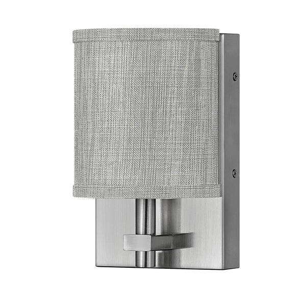 Avenue Brushed Nickel One-Light LED Wall Sconce with Heathered Gray Slub Shade, image 6