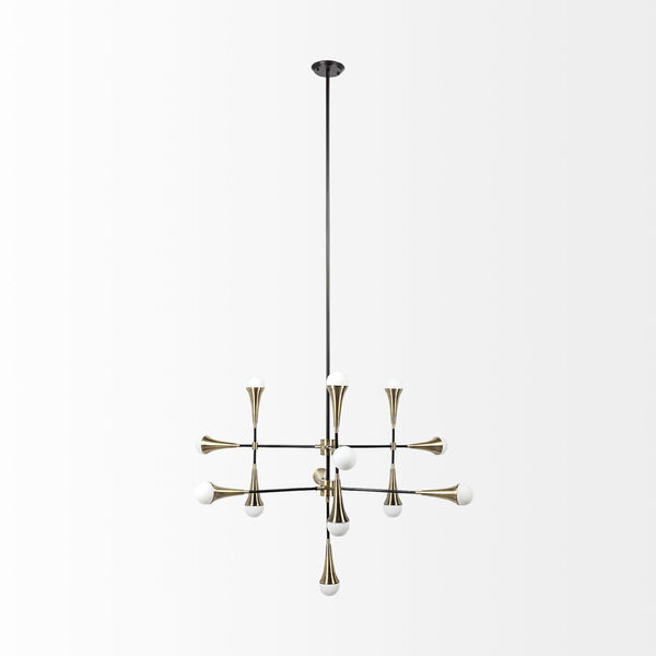 Decarlo II Gold and Black 13-Light LED Chandelier, image 2