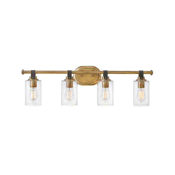 Halstead Heritage Brass Four-Light Bath Vanity With Clear Glass, image 6