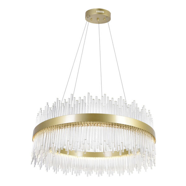 Genevieve Medallion Gold 32-Inch LED Chandelier with K9 Clear Crystals, image 2