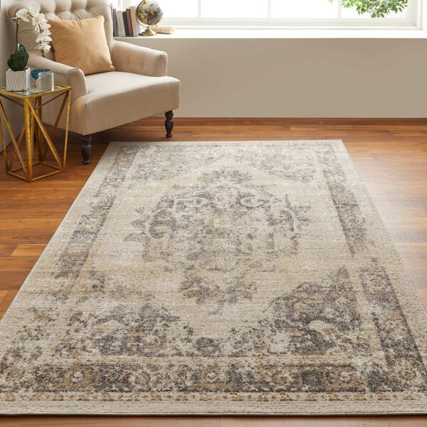 Camellia Ivory Gray Brown Rectangular 4 Ft. 3 In. x 6 Ft. 3 In. Area Rug, image 3