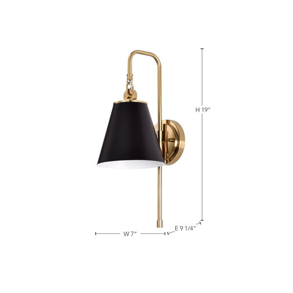 Dover Black and Vintage Brass One-Light Wall Sconce, image 6
