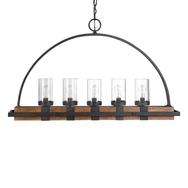 Atwood Deep Weathered Bronze Five-Light Linear Chandelier, image 3