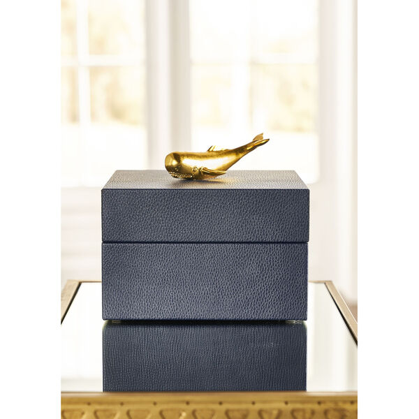 Pam Cain  Navy and Metallic Gold Whale Handle Box, image 4