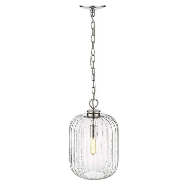 Cabot Polished Nickel One-Light Pendant with Clear Reeded Glass, image 5