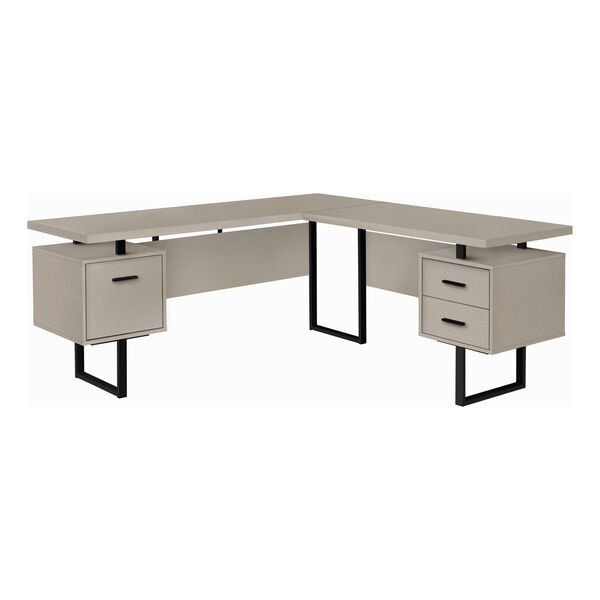 Taupe and Black 71-Inch L-Shaped Computer Desk, image 1