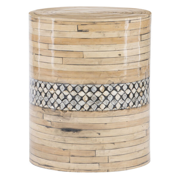 Prine Natural and Black Bamboo Drum Table, image 1