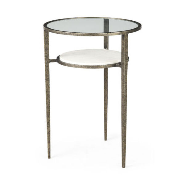 Felicity White and Antique Gold Accent Table, image 1