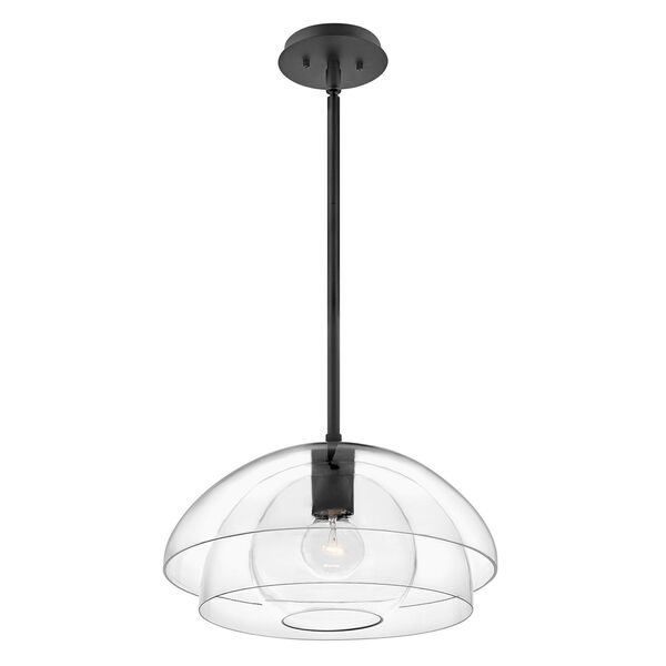 Lotus Black One-Light Foyer Convertible Semi-Flush Mount With Clear Glass, image 3