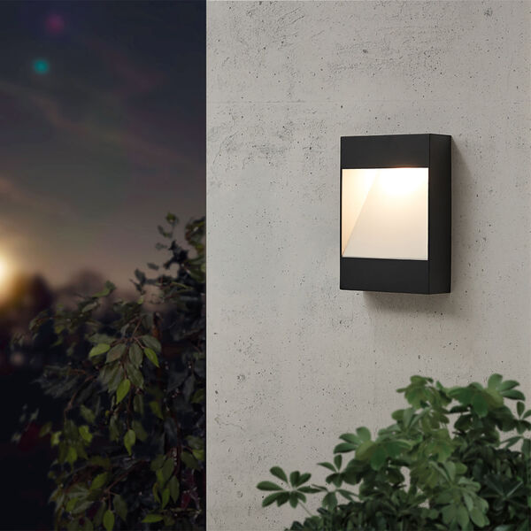 Manfria Black Integrated LED Square Outdoor Wall Light, image 2