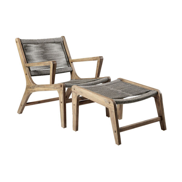 Explorer Wood Gray Lounge Chair and Ottoman , Set of Two, image 1