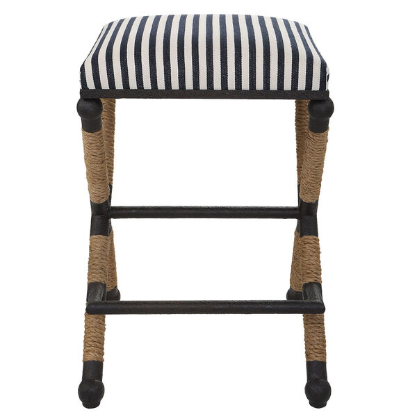 Braddock Navy, Cream and Natural Backless Counter Stool, image 4