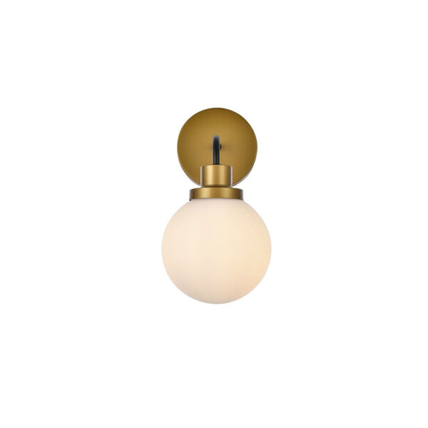Hanson Black and Brass and Frosted Shade One-Light Bath Vanity, image 1