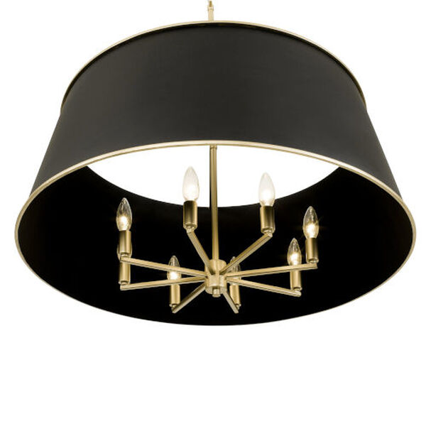 Coco Matte Black and French Gold Eight-Light Pendant, image 2