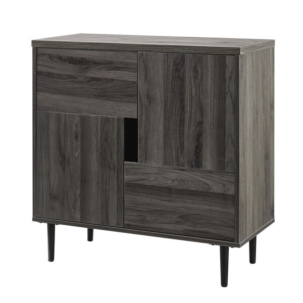 Slate Gray and Red 30-Inch Accent Cabinet, image 1