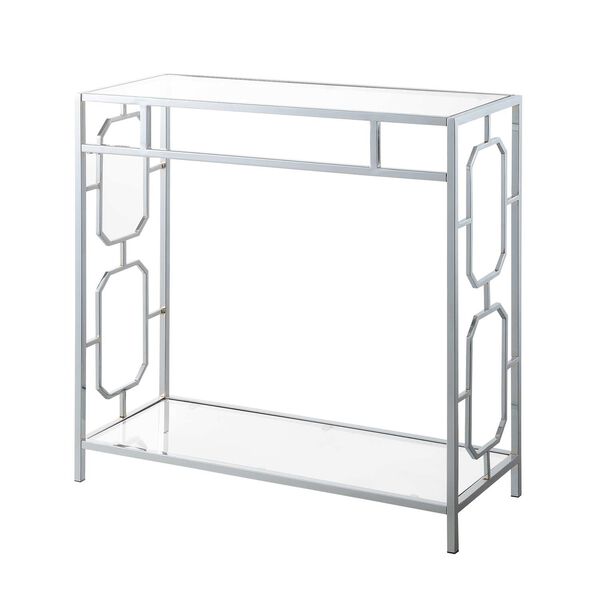Omega Glass Chrome Hall Table with Shelf, image 1