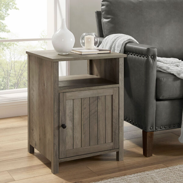 18-Inch Grey Wash Grooved Door Side Table, image 7