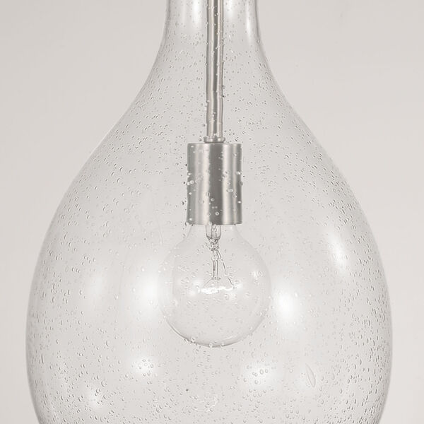 Brentwood Brushed Nickel One-Light Pendant with Clear Seeded Glass, image 2