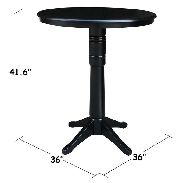 Black Round Top Pedestal Bar Height Table, image 4