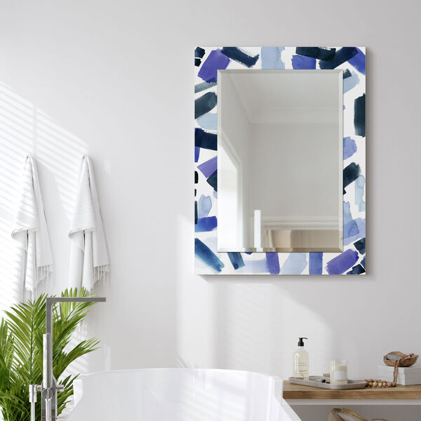 Cerulean Strokes Blue 40 x 30-Inch Rectangular Beveled Wall Mirror, image 5