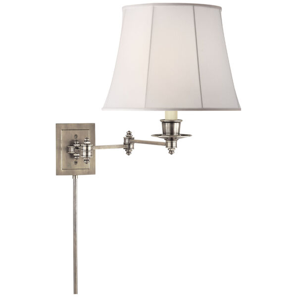 Triple Swing Arm Wall Lamp in Antique Nickel with Linen Shade by Studio VC, image 1