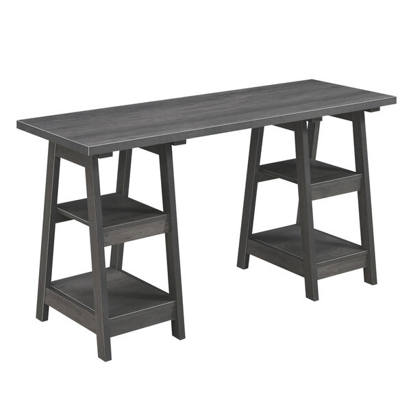 Designs2Go Charcoal Gray Double Trestle Desk, image 3