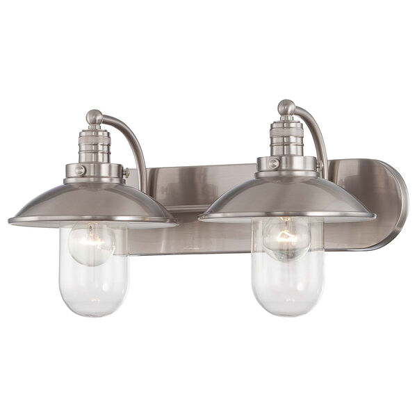 Downtown Edison Brushed Nickel Two Light Bath Fixture, image 1
