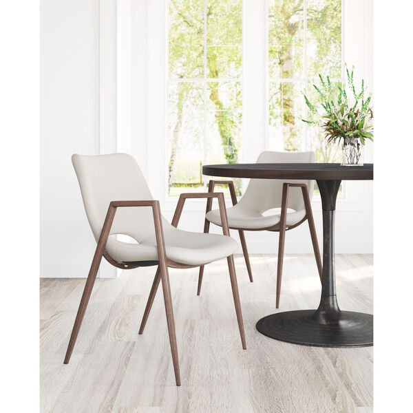 Desi Beige and Dark Brown Dining Chair, Set of Two, image 2